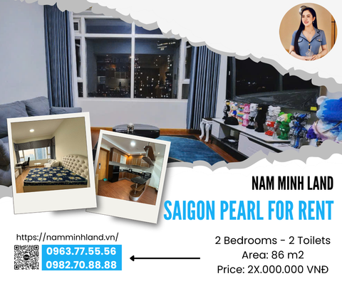  Cho thuê căn hộ Saigon Pearl 2 phòng ngủ 86m2 - Full nội thất view sông Sài Gòn 