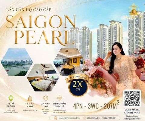  Bán căn hộ Saigon Pearl 4 phòng ngủ sửa thành 3 phòng ngủ 207m2- Nội thất đầy đủ, view sông, ngắm pháo hoa trực diện tuyệt đẹp 
