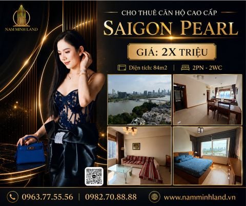  Cho thuê căn hộ Saigon Pearl 2PN 84m2 - Tầng trung view nhìn sông Sài Gòn 