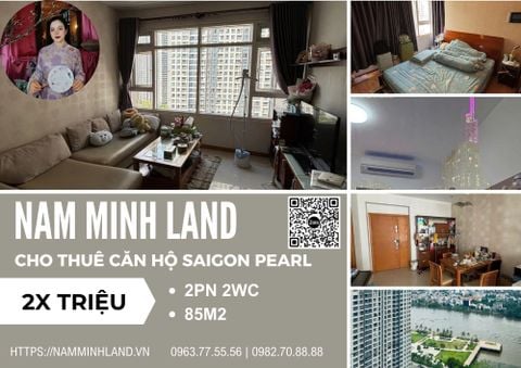  Cho thuê căn hộ Saigon Pearl 2 phòng ngủ 84m2 - View sông Sài Gòn thoáng mát, nội thất tinh xảo 