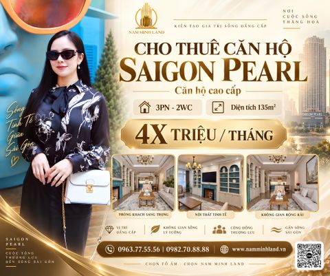  Cho thuê căn hộ Saigon Pearl 3 phòng ngủ 135m2- Nhà đẹp, dọn vào ở ngay 