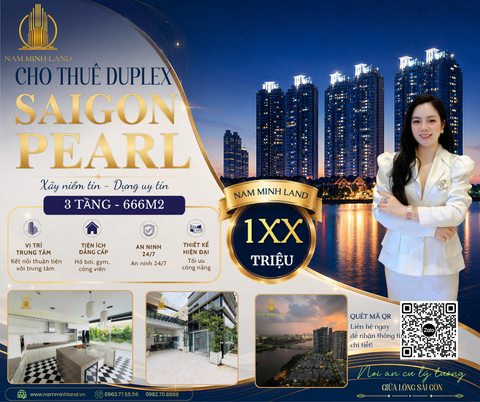  Saigon Pearl - Cho thuê Duplex, Tầng cao nhất, view sông thoáng mát 