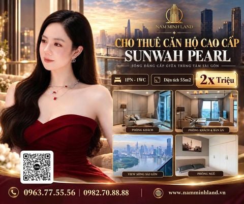 Sunwah Pearl - Cho thuê căn hộ 1 phòng ngủ 55m2, Tầng cao view trực diện sông, ngắm pháo hoa 