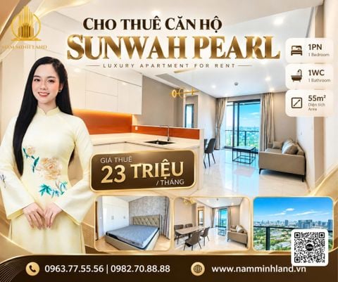  Sunwah Pearl - Cho thuê căn hộ 1 phòng ngủ 55m2, Tầng cao, view thành phố - Giá chỉ 23 triệu 