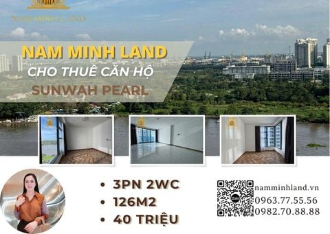  Sunwah Pearl - Cho thuê căn hộ 3 phòng ngủ, Tầng trung, view nội khu chéo sông Sài Gòn giá tốt 