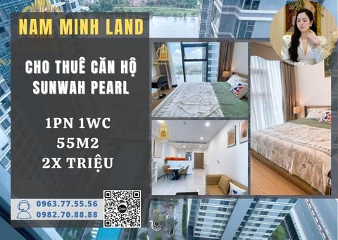  Sunwah Pearl - Cho thuê căn hộ 1pn 55m2 view sông - Nội thất tối giản tạo không gian hiện đại 