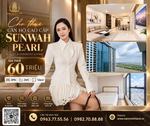  Sunwah Pearl - Cho thuê căn hộ 3 phòng ngủ 126m2, Tầng cao nội khu thoáng mát 