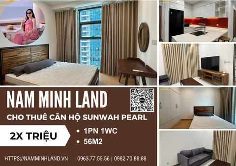  Cho thuê căn hộ Sunwah  1 phòng ngủ 56m2 - View nội khu nhìn được sông, giá cực tốt 
