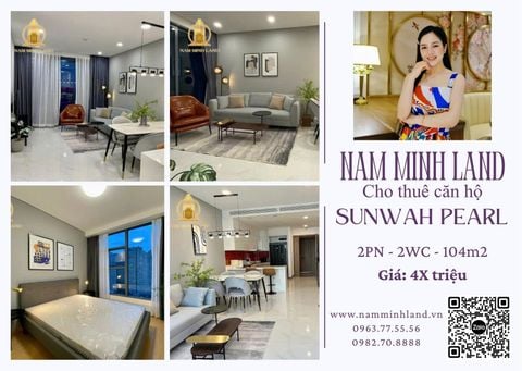  Cho thuê căn hộ Sunwah Pearl 2PN, Tầng trung, nội thất tươi mới hứa hẹn một không gian sống thoải mái 