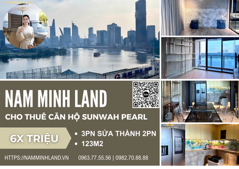  Cho thuê căn hộ Sunwah Pearl 3 phòng ngủ 123m2- View sông nhìn trọn vẹn quận 1 siêu đẹp 