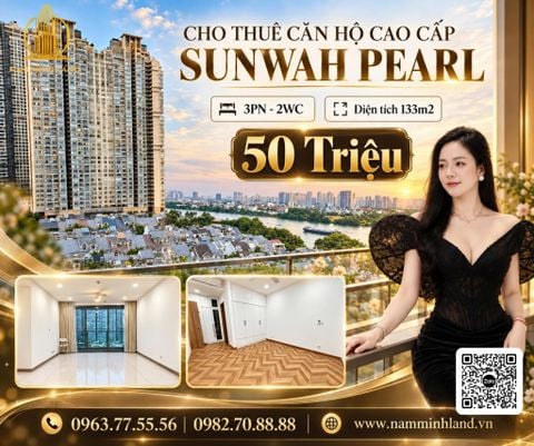  Sunwah Pearl - Cho thuê căn hộ 3 phòng ngủ 133m2, Hàng hiếm cho thuê nội thất cơ bản 