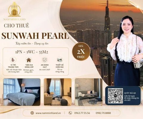  Cho thuê căn hộ Sunwah Pearl 1 phòng ngủ 56m2 - Không gian hiện đại, view city thoáng sáng 