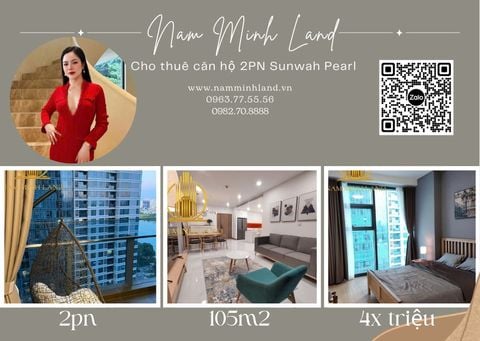  Cho thuê căn hộ Sunwah Pearl 2 phòng ngủ 105m2- Nhà đầy đủ nội thất, phong cách hiện đại 