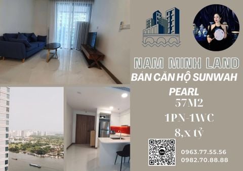  Bán căn hộ Sunwah Pearl 1 Phòng ngủ 55m2, Trục SH-03 - View hồ bơi xéo sông cực mát 