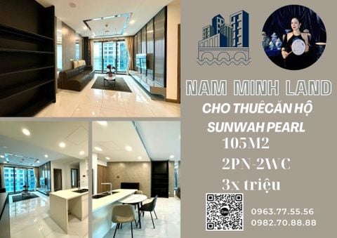  Cho thuê căn hộ Sunwah Pearl 2 phòng ngủ 105m2 - View sông cầu Bason quận 1 