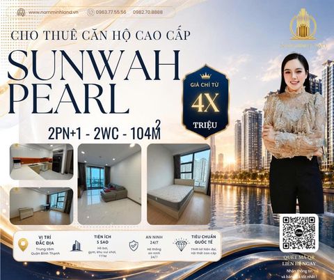  Cho thuê căn hộ Sunwah Pearl 2PN + 1 104m2- View sông thoáng mát nhìn Landmark 81 