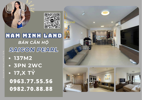  Bán căn hộ Saigon Pearl 3 phòng ngủ 137m2- Nhà đẹp, diện tích lớn, view trực diện sông triệu đô 