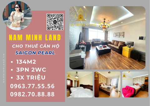 Cho thuê căn hộ Saigon Pearl 3 phòng ngủ 134m2- Tầng trung view thành phố cực xịn 