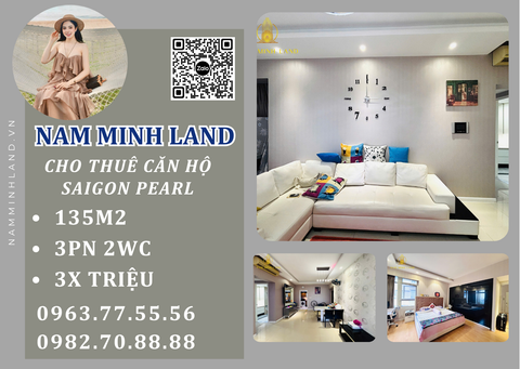  Cho thuê căn hộ Saigon Pearl 3 phòng ngủ 135m2- Nhà đẹp, dọn vào ở ngay 