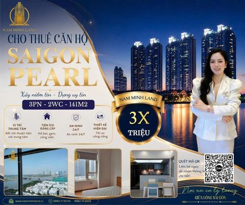  Cho thuê căn hộ Saigon Pearl 3 phòng ngủ 141m2- nhà đẹp view đỉnh 