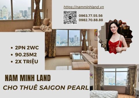  Cho thuê căn hộ Saigon Pearl 2 phòng ngủ 90m2- View Landmark thoáng mát 