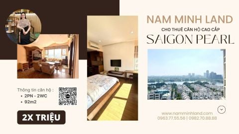  Cho thuê căn hộ Saigon Pearl 2 phòng ngủ 92m2- Nhà cổ điển tone nâu ấm, view sông chill 