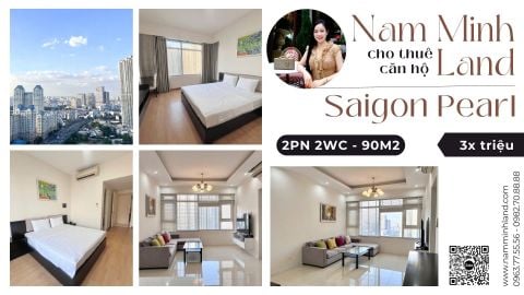  Cho thuê căn hộ Saigon Pearl 2 phòng ngủ 90m2- View Landmark thơ mộng 