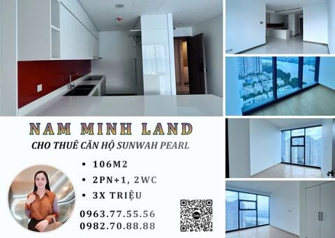  Cho thuê căn hộ Sunwah Pearl 2+1 phòng ngủ 107m2 - Nhà trống hiếm có khó tìm 