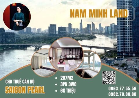  Cho thuê căn hộ Saigon Pearl 4 phòng ngủ 207m2- Tầng trung view ôm trọn sông Sài Gòn 