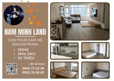  Cho thuê căn hộ Saigon Pearl 3 phòng ngủ 135m2 - Full nội thất mới toanh, nhìn trực diện Landmark 81 