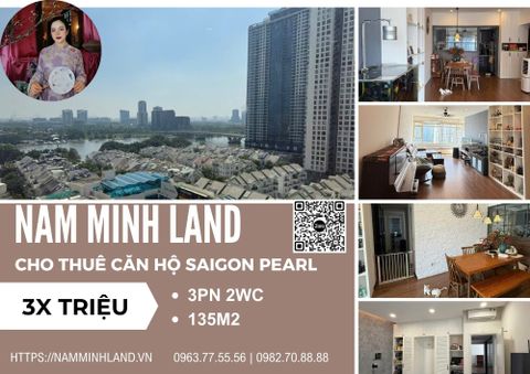  Cho thuê căn hộ Saigon Pearl 3 phòng ngủ 135m2 - Căn hộ view sông thoáng đãng, mát mẻ 
