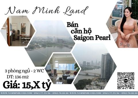  Bán căn hộ Saigon Pearl 3 phòng ngủ 135m2- View sông, nhìn cầu Ba Son cực đẹp 