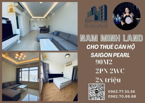  Cho thuê căn hộ Saigon Pearl 2 phòng ngủ 92m2 - Căn hộ thiết kế tối giản, view city cực thoáng 