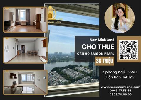 Cho thuê căn hộ Saigon Pearl 3 phòng ngủ 140m2 - View sông lớn không gian thoáng 
