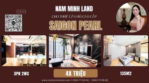  Cho thuê căn hộ Saigon Pearl 3 phòng ngủ 135m2 - Thức dậy cùng view Landmark 81 
