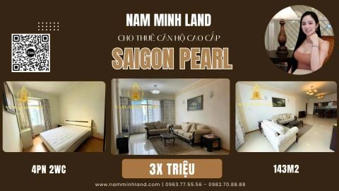  Cho thuê căn hộ Saigon Pearl 4 phòng ngủ 143m2 - 4PN hiếm view sông cực thoáng 