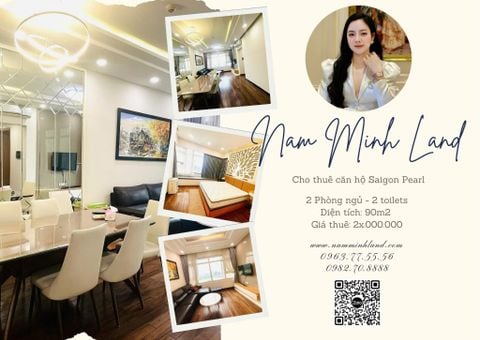  Saigon Pearl - Cho thuê căn hộ 2 phòng ngủ 90m2 , Tầng cao, view sông - Giá 23 triệu net 