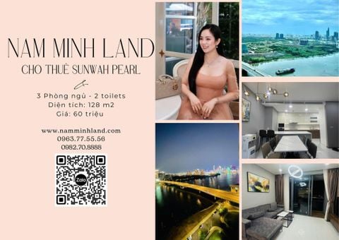  Cho thuê căn hộ Sunwah Pearl 3 Phòng ngủ 128m2 - Tầng trung, view sông Sài Gòn thoáng mát 