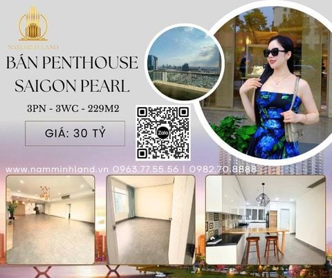  Bán căn hộ Saigon Pearl - 3 Phòng ngủ 229m2 - Tầng cao view đẹp, toàn cảnh Thành Phố 