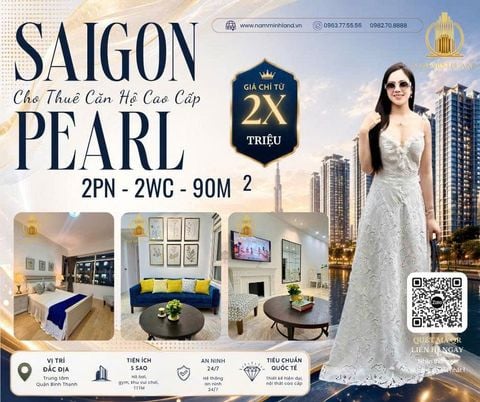  Saigon Pearl - Cho thuê căn hộ 2 phòng ngủ 90m2 , Tầng thấp 