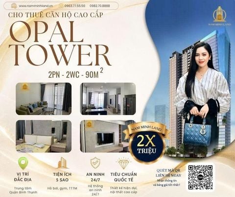  Cho thuê căn hộ Opal Tower - 2 Phòng Ngủ 90m2 - Tầng cao, nội thất hiện đại, tiện nghi thoáng mát 