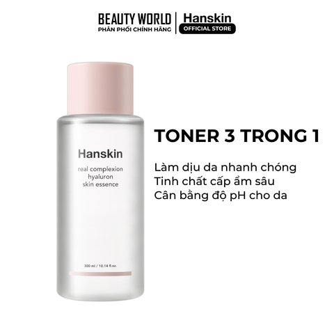 Nước Hoa Hồng Dưỡng Ẩm HANSKIN REAL COMPLEXION HYALURON SKIN ESSENCE 300ml/150ml