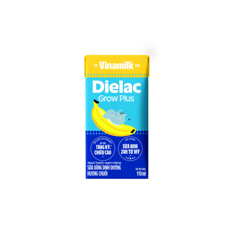 Dielac Grow Plus Hương Chuối, 110ml, lốc 4 hộp