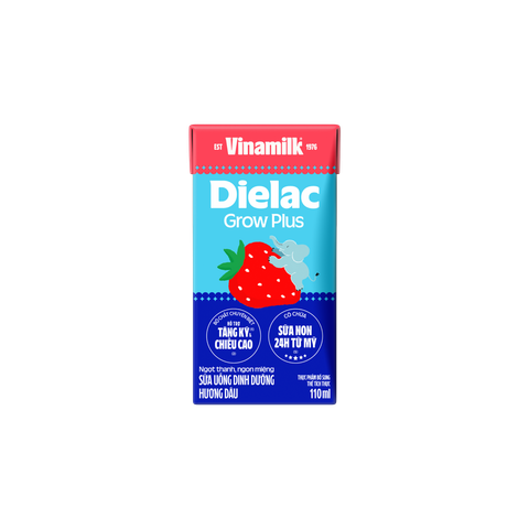 Dielac Grow Plus Hương Dâu, 110ml, lốc 4 hộp