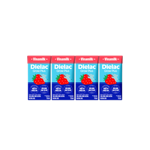 Dielac Grow Plus Hương Dâu, 110ml, lốc 4 hộp