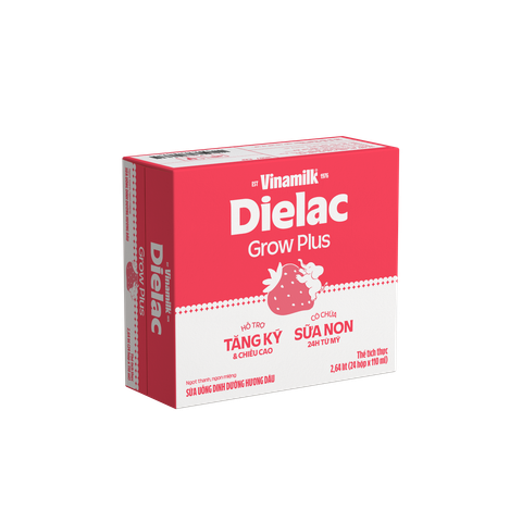 Dielac Grow Plus Hương Dâu, 110ml, thùng 24 hộp