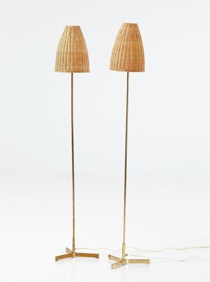 Natural Handwoven Rattan Floor Lamp with Metal Stand - FL_NCV009 