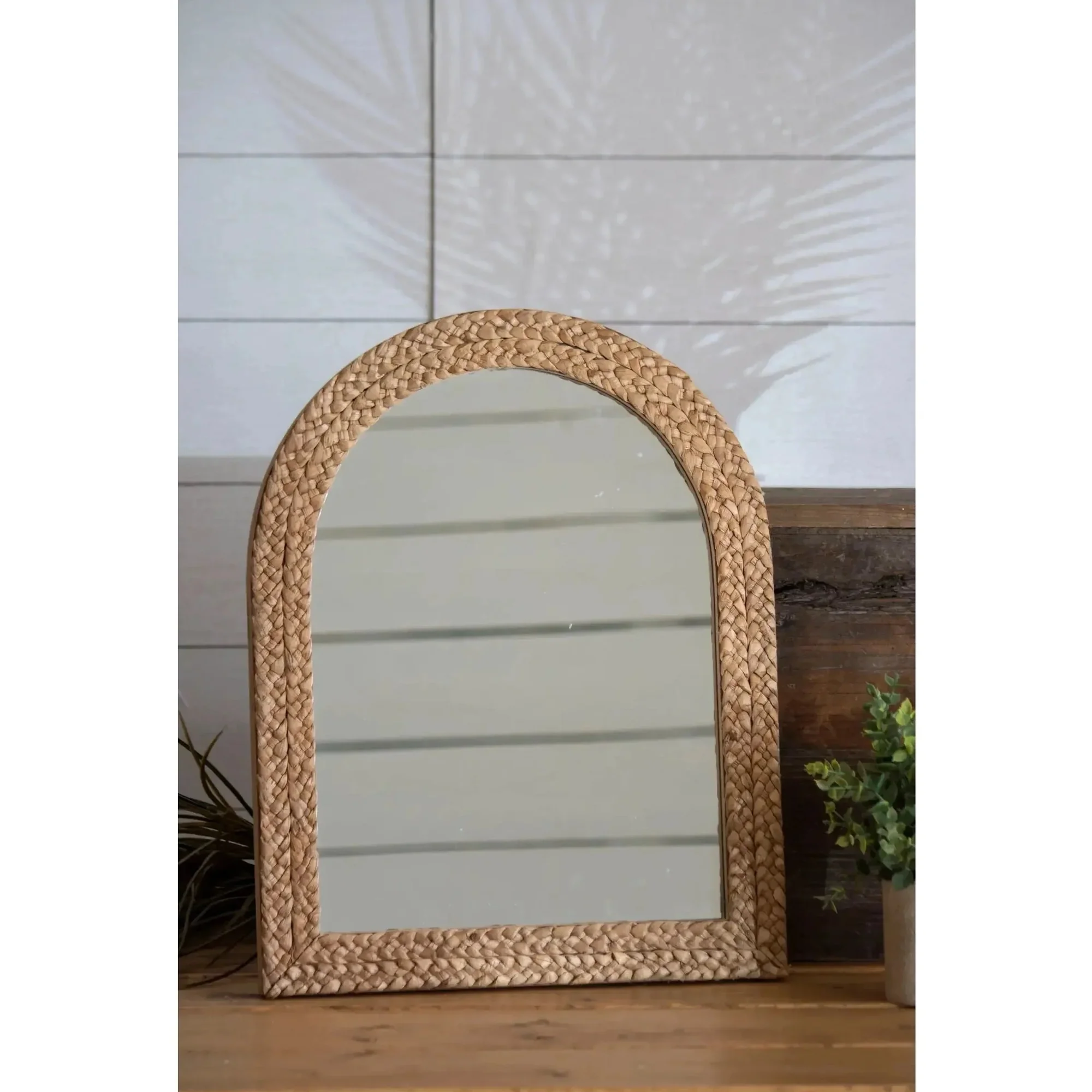  Handcrafted Arched Water Hyacinth Wall Mirror - MR_NCV001 