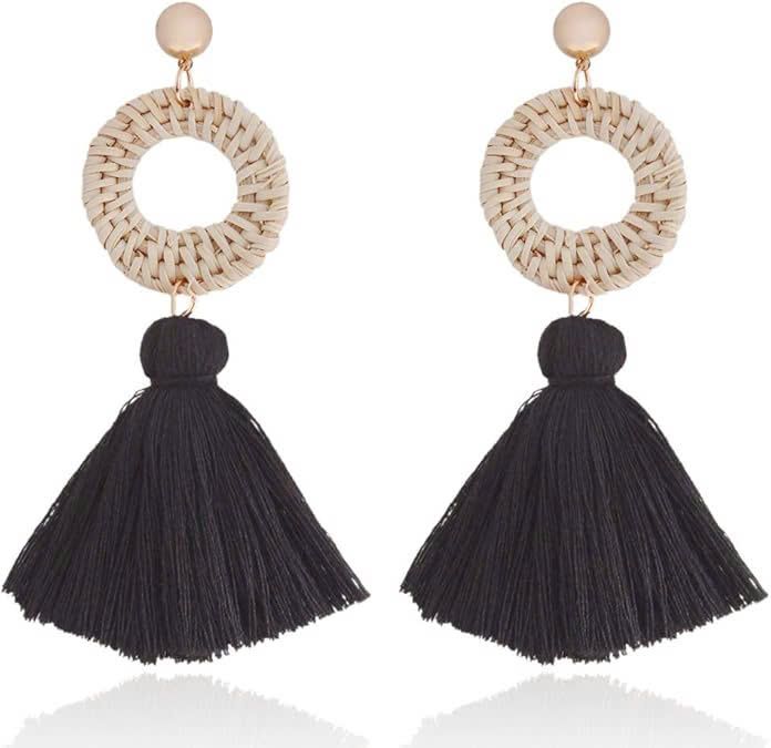  Handcrafted Rattan and Tassel Earrings - ER_NCV014 