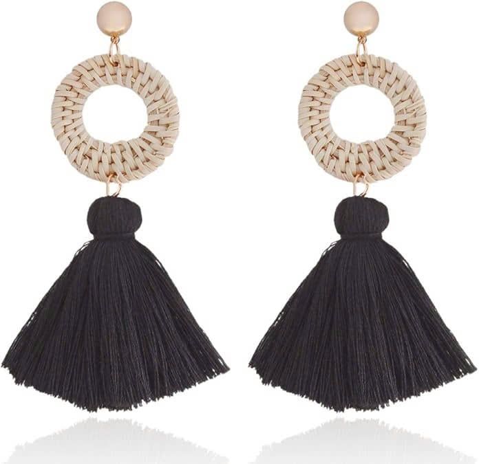 Handcrafted Rattan and Tassel Earrings - ER_NCV014 